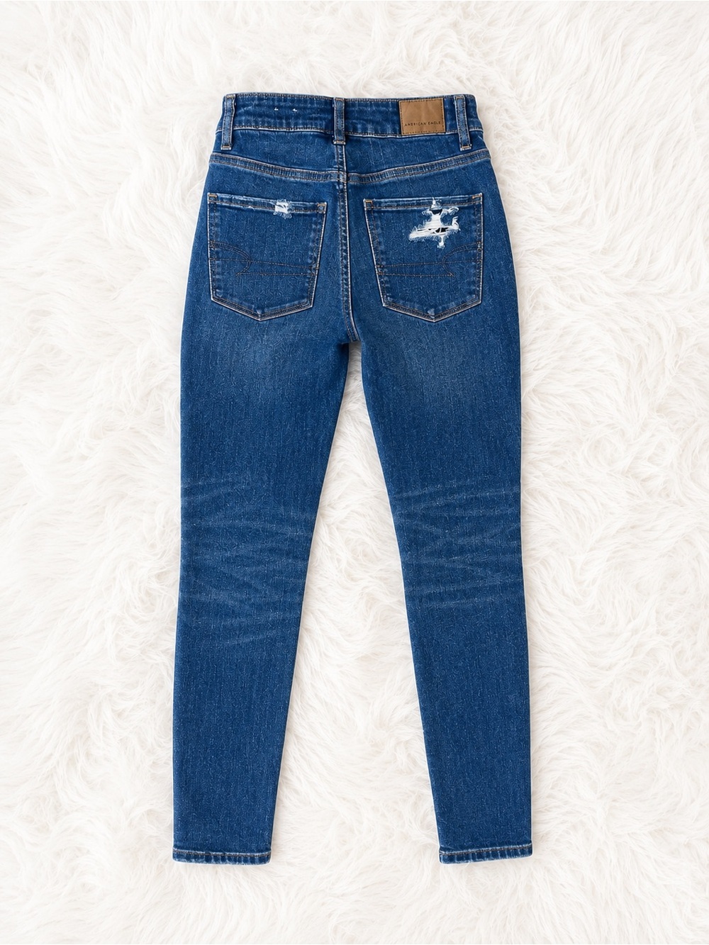 American Eagle High Rise Jegging Jeans Size 00 Dark Wash Distressed Stretch - Picture 5 of 5
